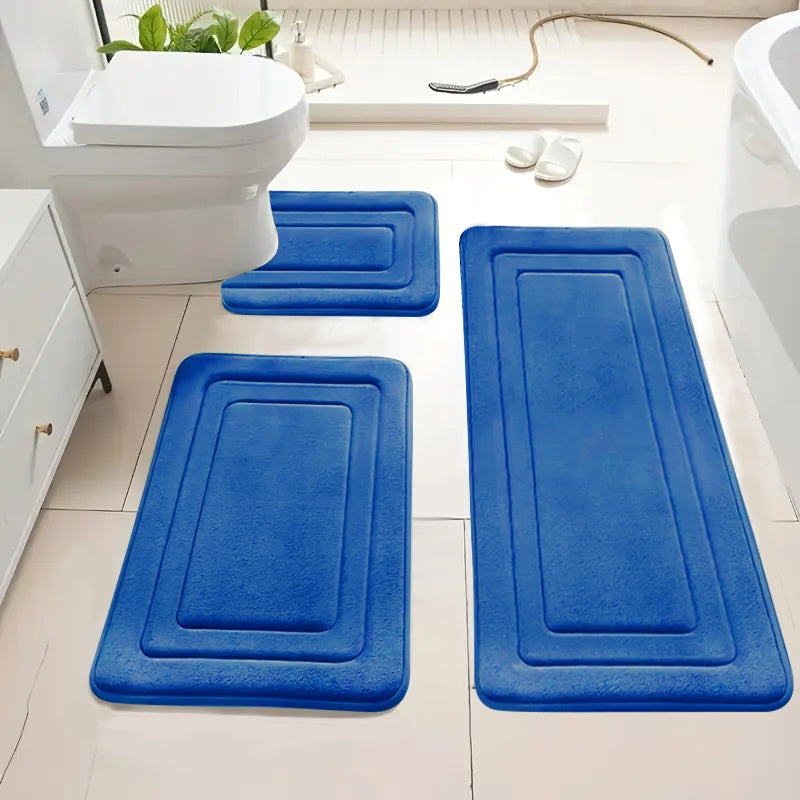 3-Pack Ultra Absorbent Bath Mats | Non-Slip Bathroom Rugs, Soft and Comfortable Polyester, Rectangle Shape, Machine Made, Universal Holiday Use