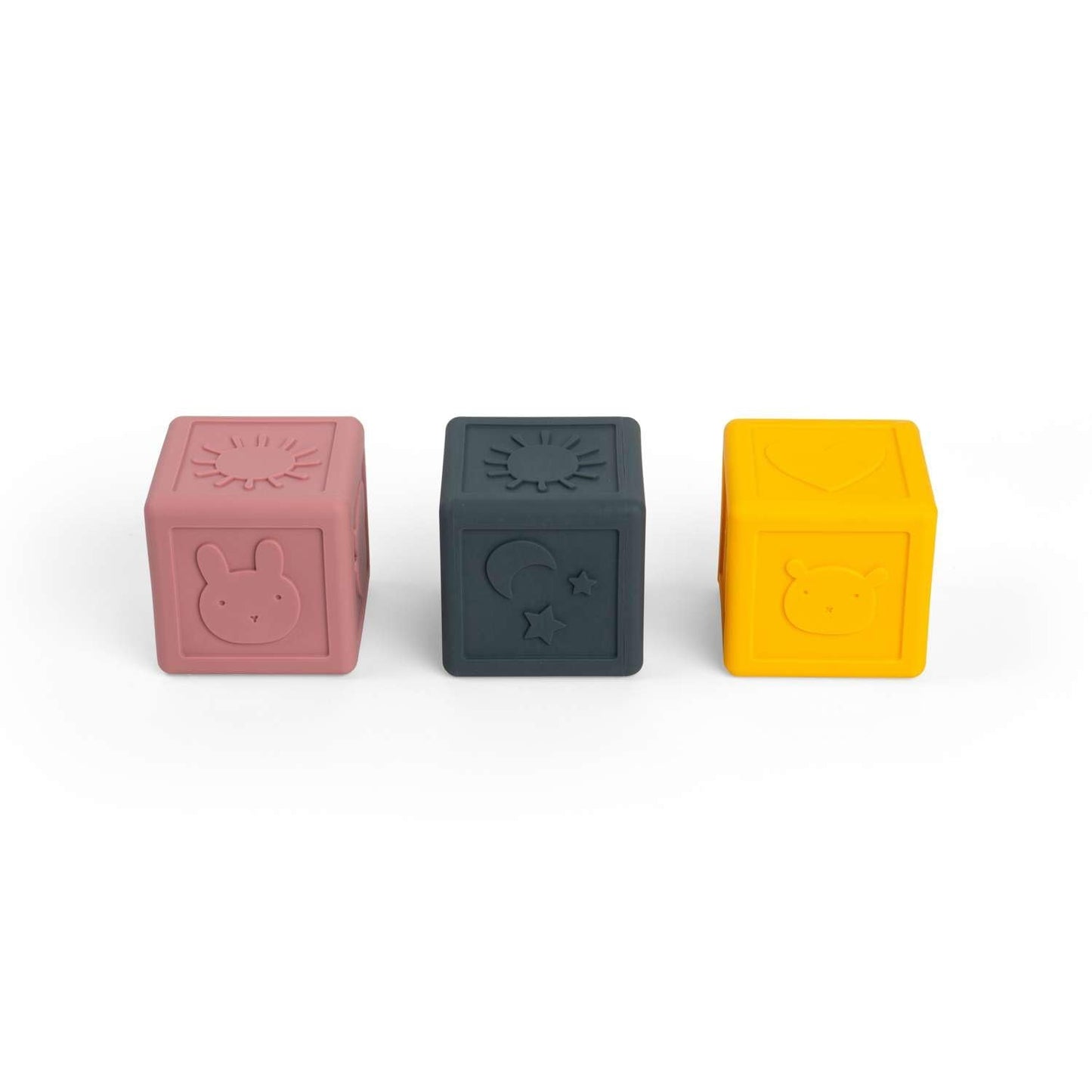 Bigjigs Toys Silicone Sensory Cubes - 3 Piece Soft Blocks Toy for Babies & Toddlers, Montessori Play, Made from 100% Silicone, Gifts for 3 Month Olds +