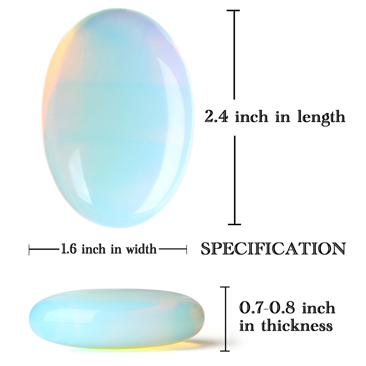 MAIBAOTA 2.4" Large Opalite Crystal Opal Stone Polished Palm Stone Healing Crystals 0.7" Thick Natural Reiki Gemstone Worry Stone Energy Balancing Anxiety Stress Relief Meditation 1 Pc