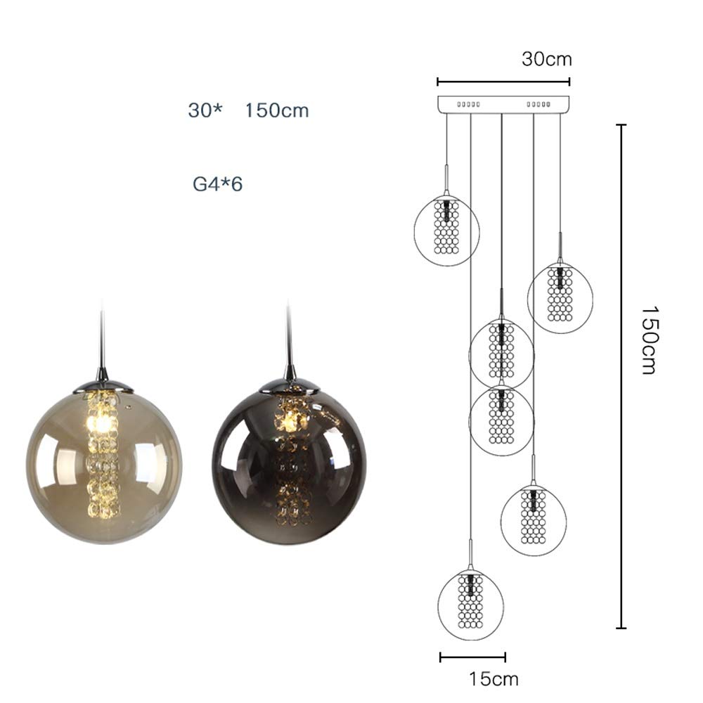 VOKJIAIN 30x150cm Duplex Creative Ceiling Light 6 Lights Bubble Balls Restaurant Long Chandelier Modern Minimalist Chandelier for Living Room Nordic Art Personality Pen
