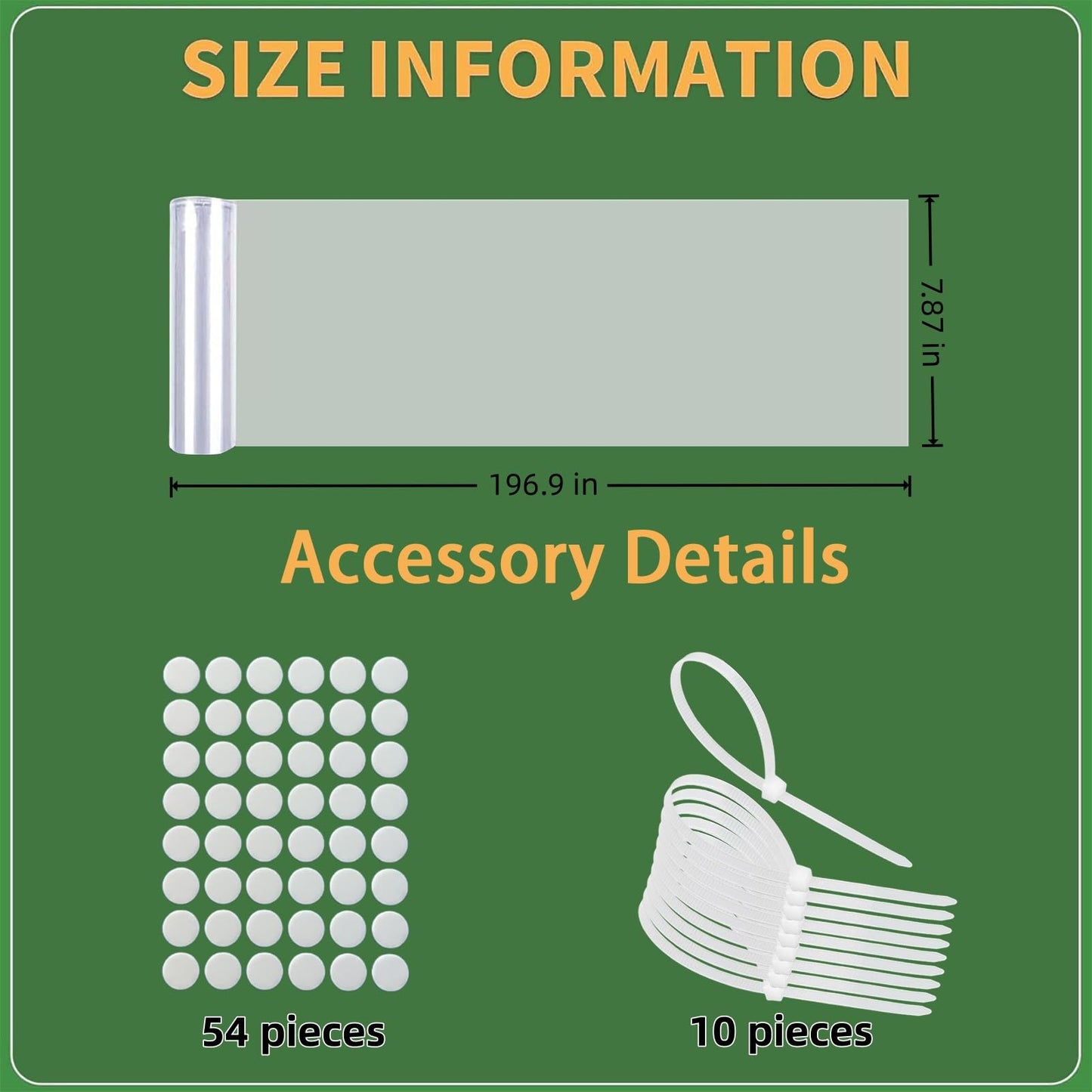 IWCR Durable Iguana Tree Wrap Tree Trunk Protector - Clear Tree-Safe Guard for Climbing Prevention, Rodent Barrier Kit with 54 Double-Sided Tapes & 10 Zip Ties (196" x 7.8")