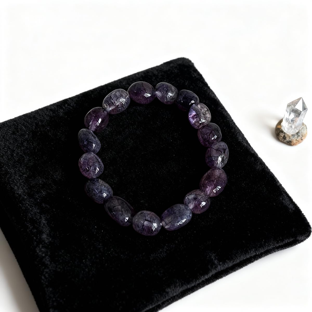 APMUTSS Natural Crystal Beaded Bracelet for Women, Genuine Gemstone Stretch Bracelet 8–10mm Irregular Stone Beads, Colorful Healing Crystal Jewelry for Everyday Wear and Gift