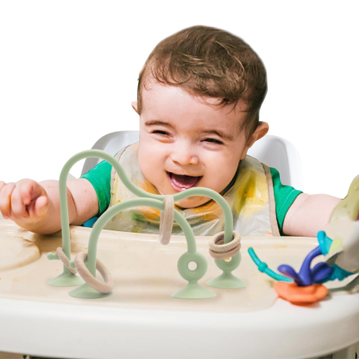 zeeloopbee Montessori Toys for Babies 0-6 Months, High Chair Toys with Suction Cups for Babies, Suction Cup Toys for Toddlers 1-3, Kids Baby Sensory Toys, Silicone Baby Teething Toys for 6-12 Months