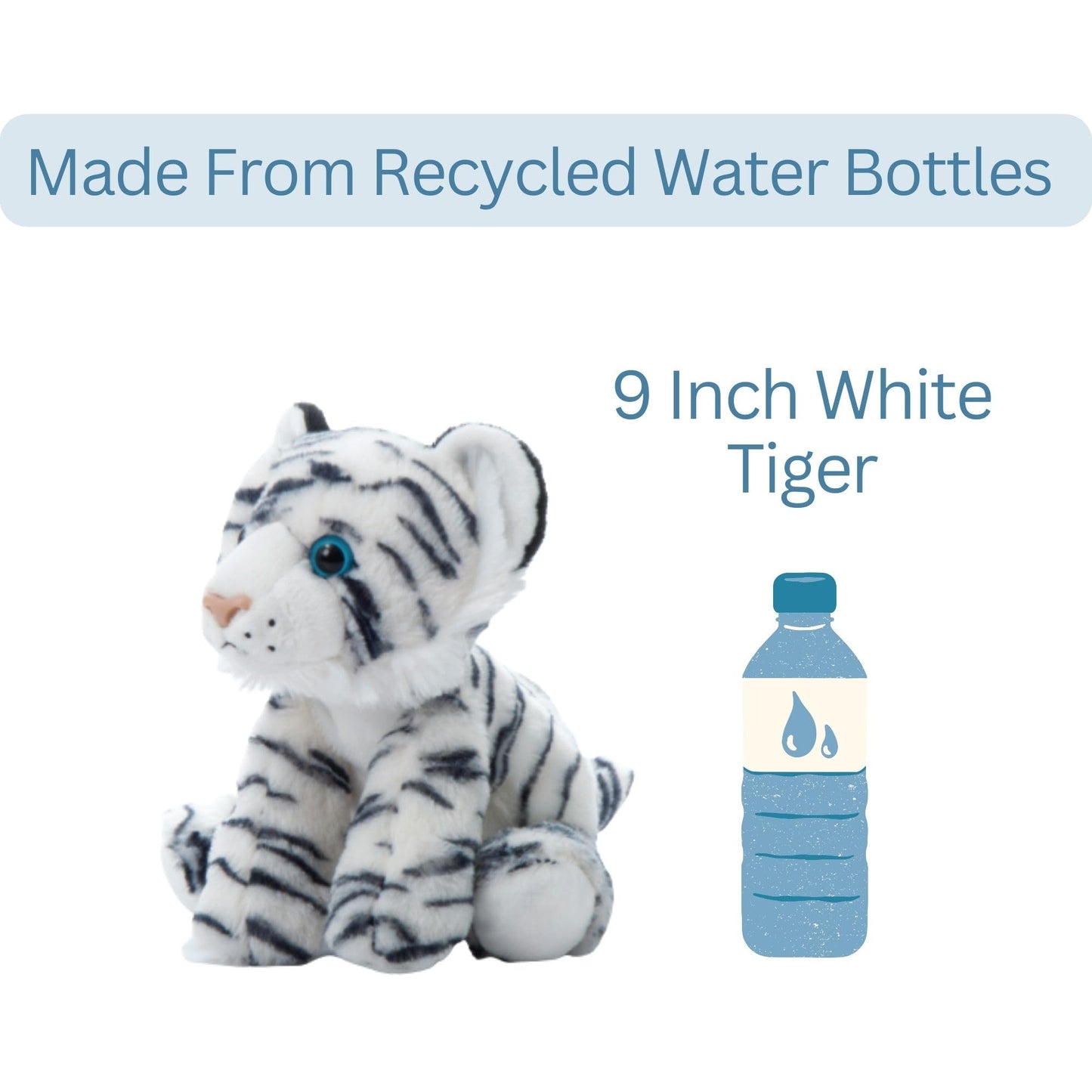 The Petting Zoo Tiger Stuffed Animal, Gifts for Kids, Wild Onez Zoo Animals, White Tiger Plush Toy 9 inches