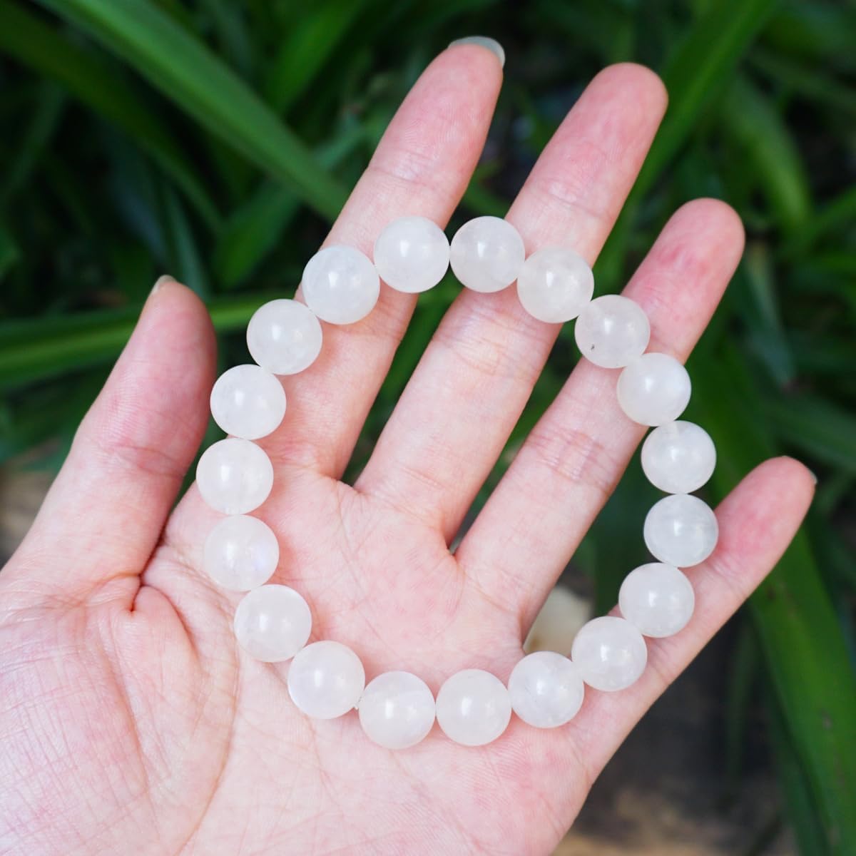 10MM Crown Chakra Moonstone Bracelet - Natural Gemstone for Love and Relationships | Adjustable 7.5-8" | Gift Box and Velvet Pouch Included | Men's and Women's Jewelry
