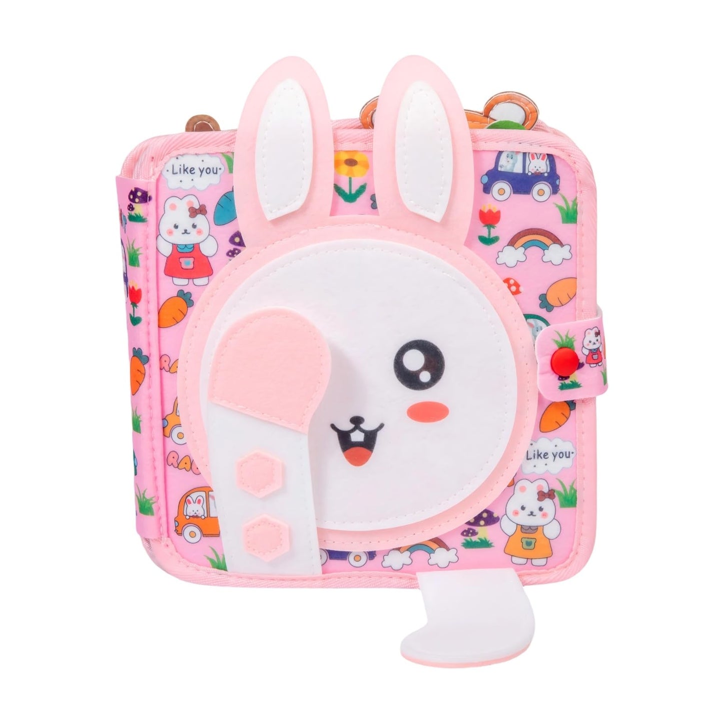 Bunny Montessori Busy Book for Toddlers 1-3- Preschool Felt Quiet Busy Book with Animal Sensory Mats- Early Learning Set for 1 2 3 Years Old Autism Sensory Toy-Airplane Travel Toy for Kids Girls Gifts