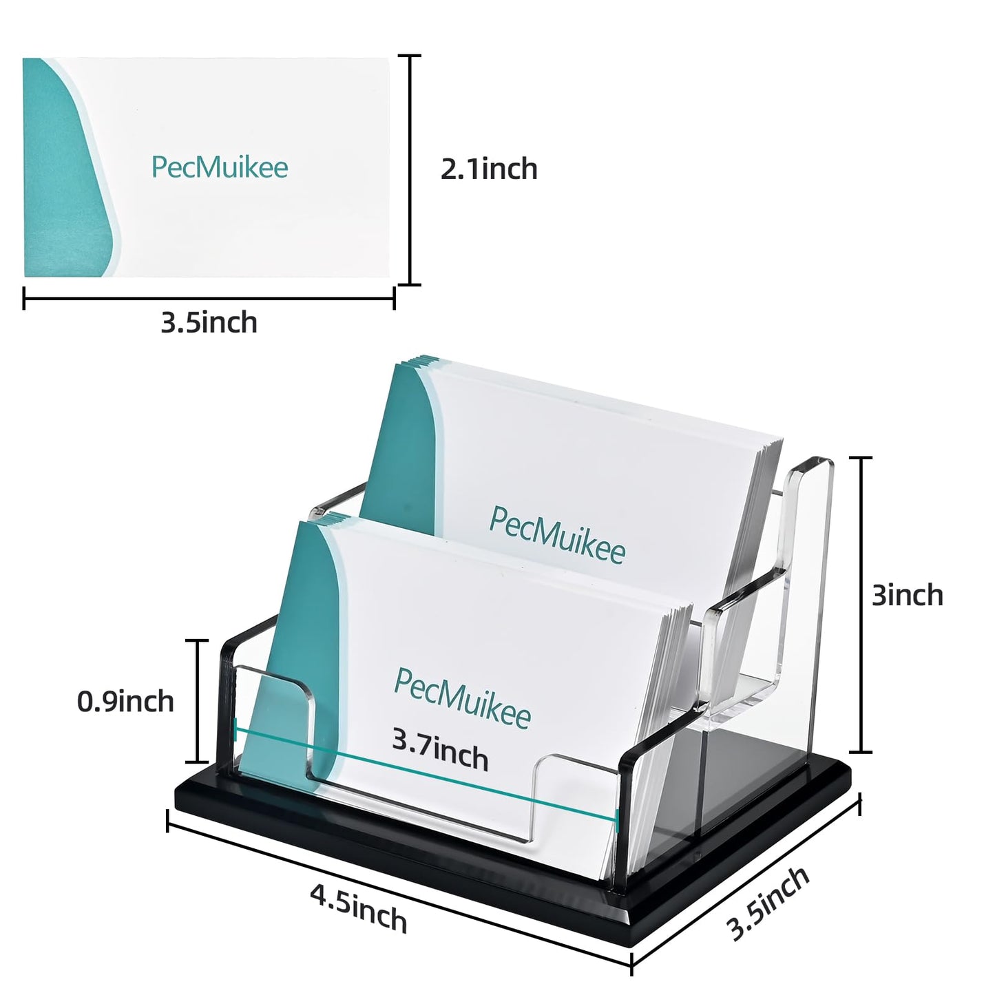 PecMuikee Business Card Holder for Desk,Acrylic Business Card Display Stand,Multiple Business Card Holders for Office, Exhibition, Home, Restaurant 2 Slot 1pcs Tier