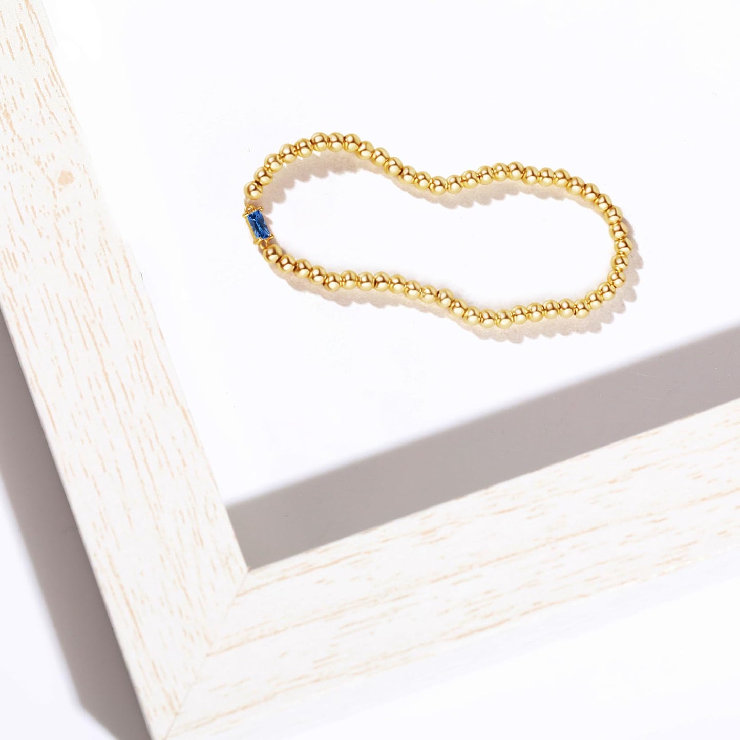 Free bird 14K Gold Beaded Bracelets December Birthstone Braclet with Tanzanite Gemstone Bracelet Dainty Gold Stretch Stacking Bracelet for Birthday Gifts