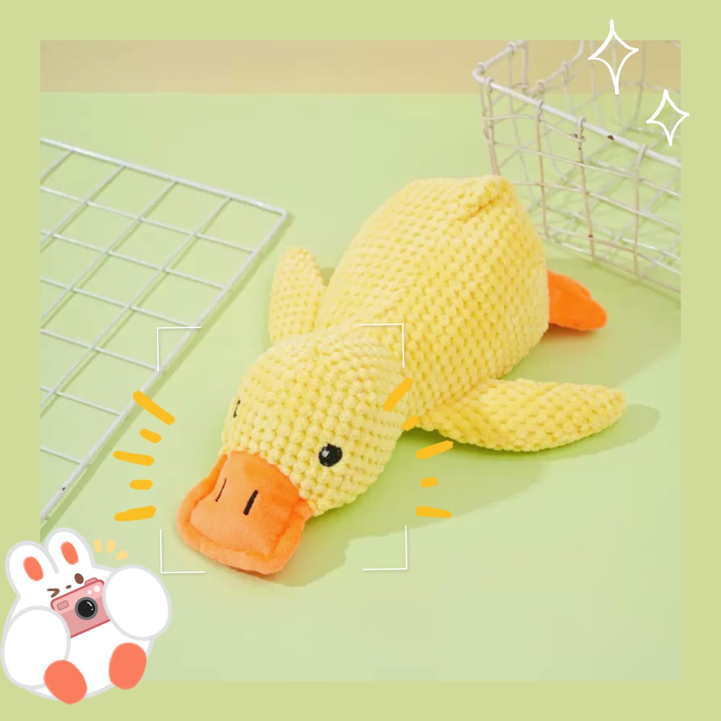 TRAVEYO Squeaky Plush Duck Dog Toys, Yellow Large 17.7-inch Chewable Stuffed Animal with Sound, Interactive Pet Toys(L)