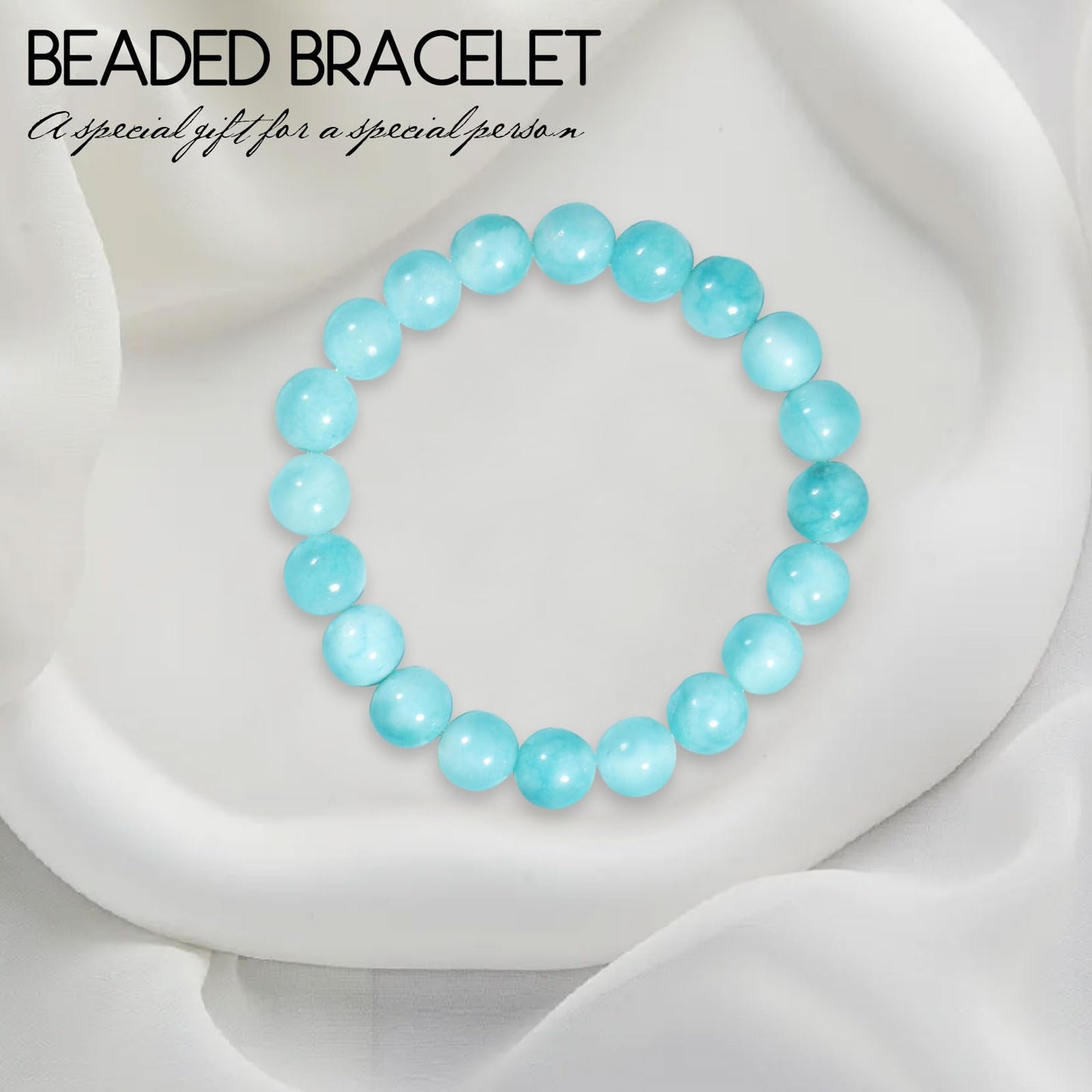 VDKIDKT Chakra Healing Bracelet 10mm Natural Aquamarine Beads Bracelet for Women Men Crystal Healing Stone Bracelet for Calming Energy and Wisdom (Aquamarine)