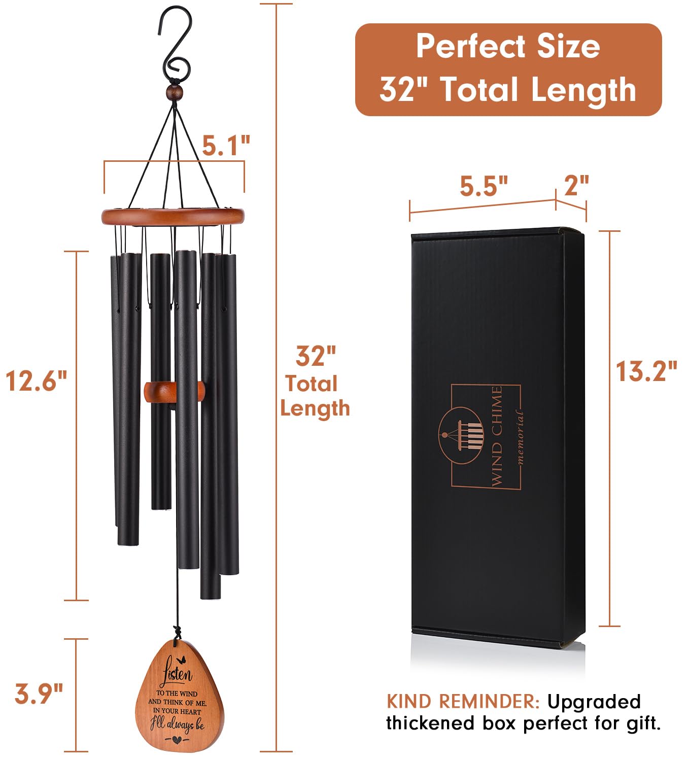 AMBOBE Memorial Wind Chimes for Loss of Loved One, Sympathy Wind Chimes Gift, Bereavement Gifts, Beautiful Outdoor Garden Decor with Soothing Melodic Tones