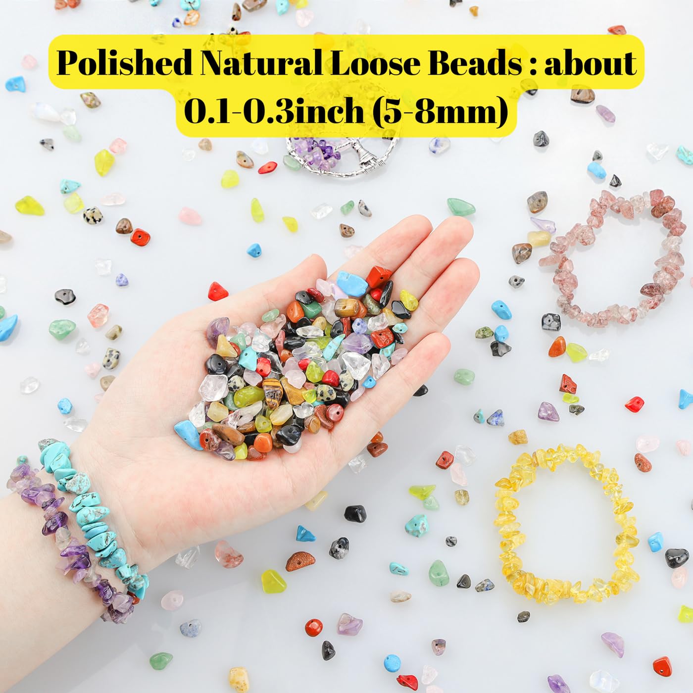 XIANNVXI Clear Quartz Beads, Natural Chip Stone Beads 400Pcs Crystal Bead 5-8mm Irregular Healing Crystal Loose Rocks for DIY Jewelry Making