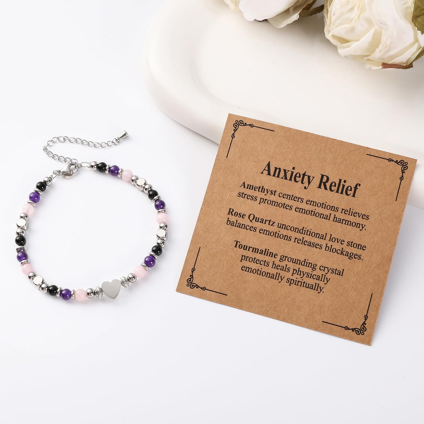Jardme Natural Healing Crystal Bracelet for Women-Anxiety Relief