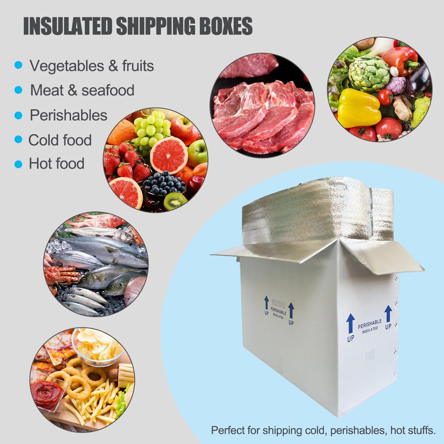 26x11x19" Insulated Shipping Box for Frozen Food, 4 Pack Cold Shipping Boxes Reusable Perishable Shipper Cooler Box for Mailing Double, Insulated Carton with Aluminum Foil Insulated Bag Liner