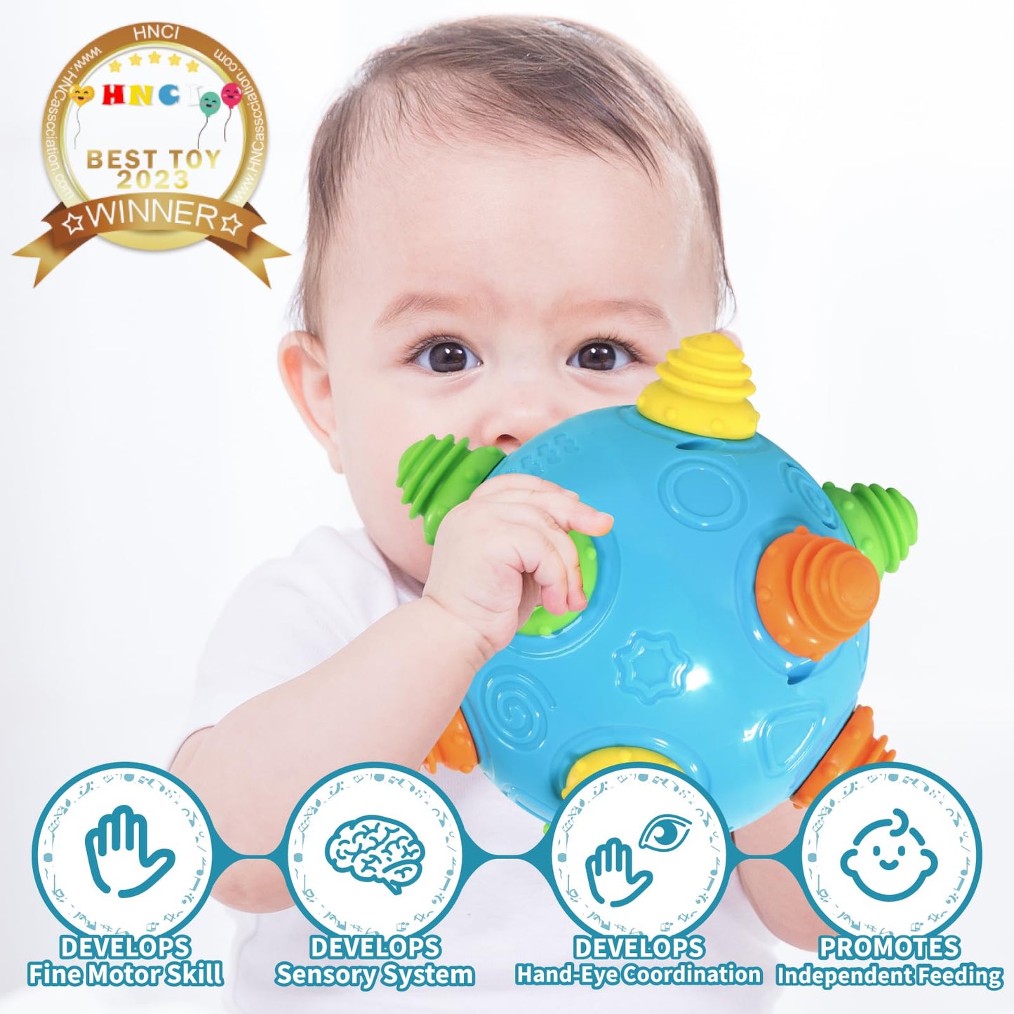 VANLINNY NEW Bumble Ball for Babies,Crawling Sensory Toys for Toddlers,Baby Music Shake Preschool,Dancing Interactive Sounds Infants Toy,Bouncing Learning Ball,Ideal Gift for Boys Girls(Blue)