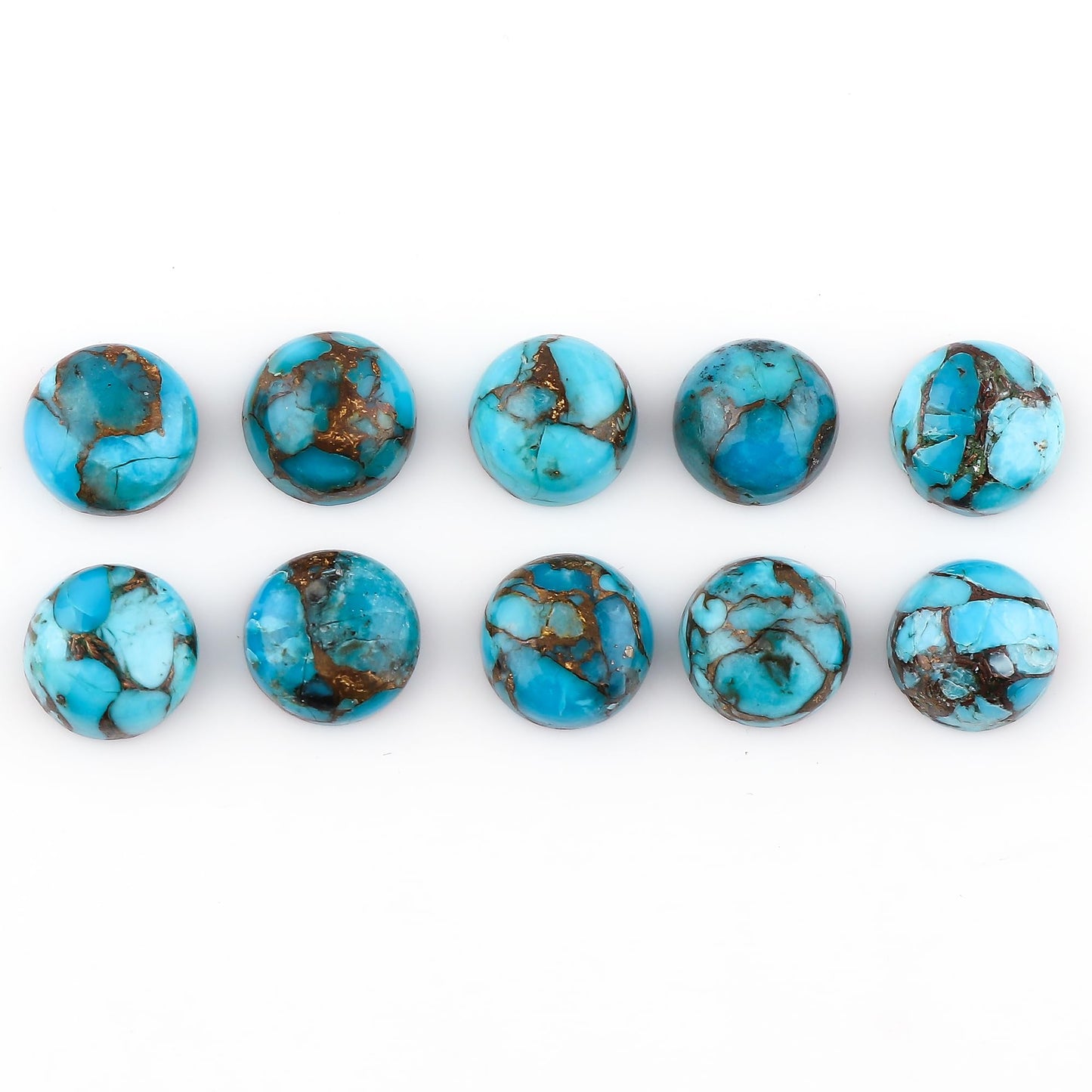 CRYSTALIS (10pcs) Copper Turquoise, Rounds, Natural Cabochon Crystals, Loose Gemstone, Wholesale Bulk, Jewelry Making Supply, Chakra Healing, Polished Stone, DIY, Craft, Gem Collectibles (6-7mm)