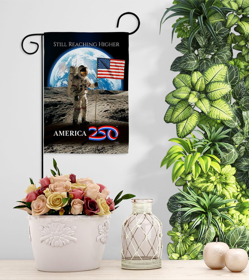 America 250 Flag Astronaut Milestone Moon Landing Garden Poster 2 Pcs Pack Official Licensed Merchandise Garve Yard Decor Canvas Print Textile Woven Tapestry USA 250th Anniversary Decoration Gift