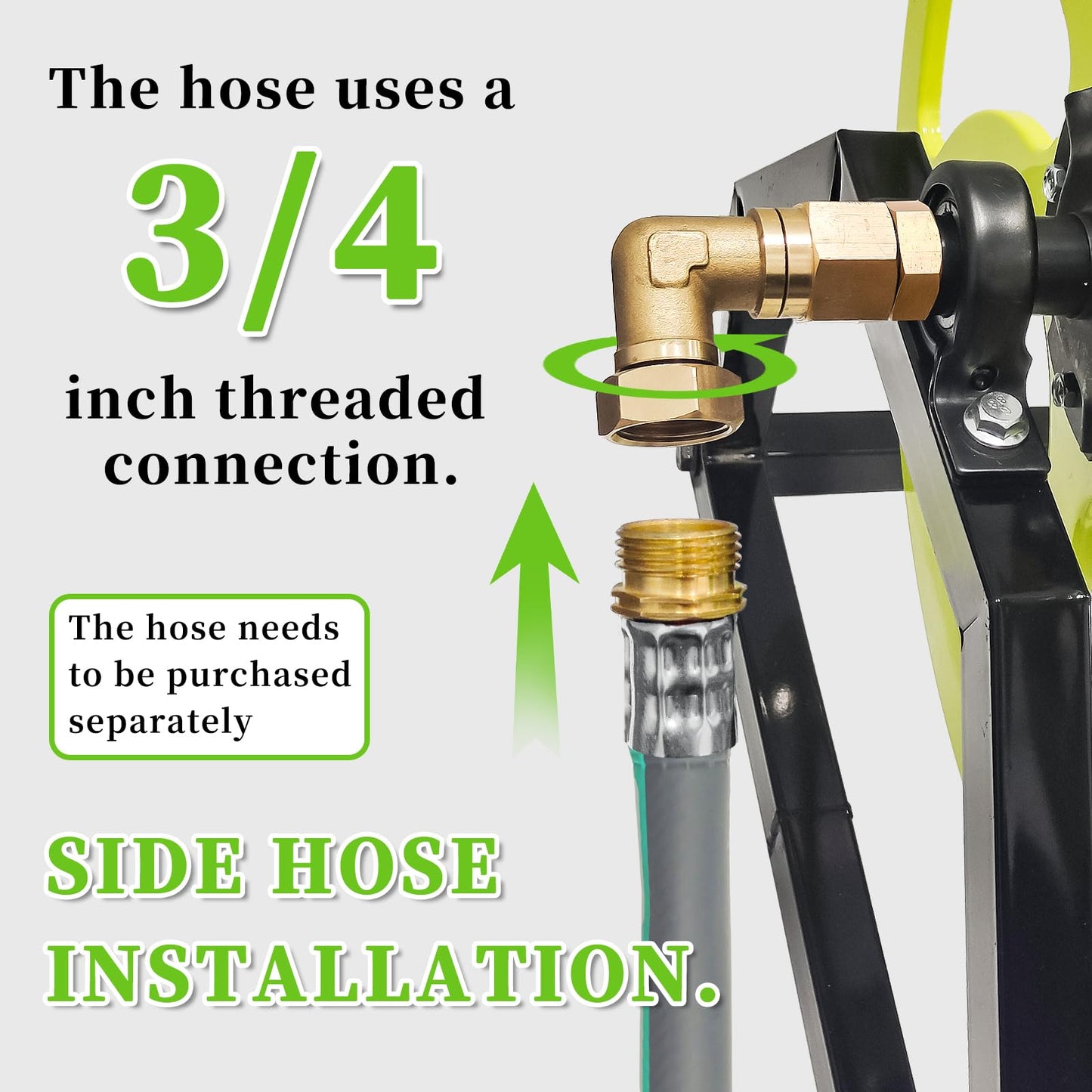Garden Hose Reel Heavy Duty ,for 5/8" Hose Reel with Crank Handle Retractable, Wall/Floor Mount Metal Hose Reel, Holds up to 400-Feet. (With 5 FT Hose included)