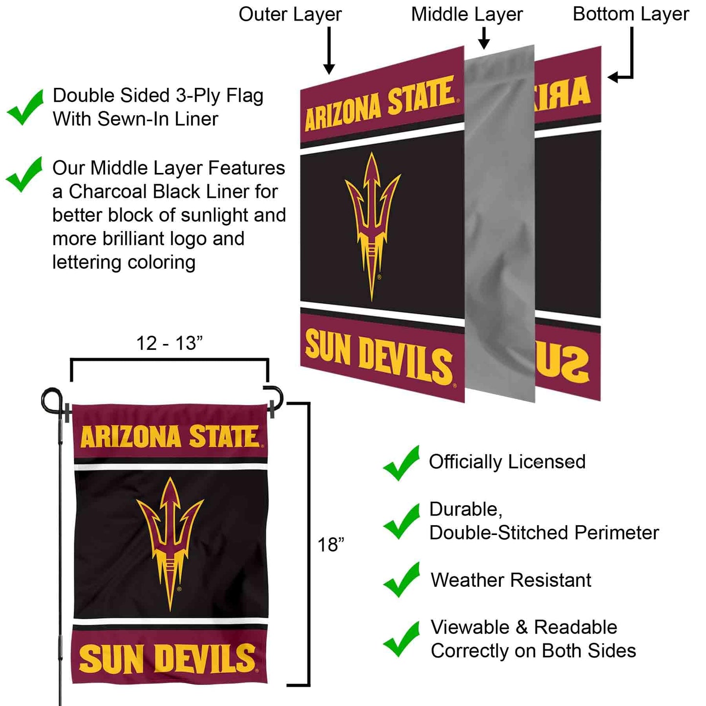 Arizona State Sun Devils Garden Flag with Stand Holder
