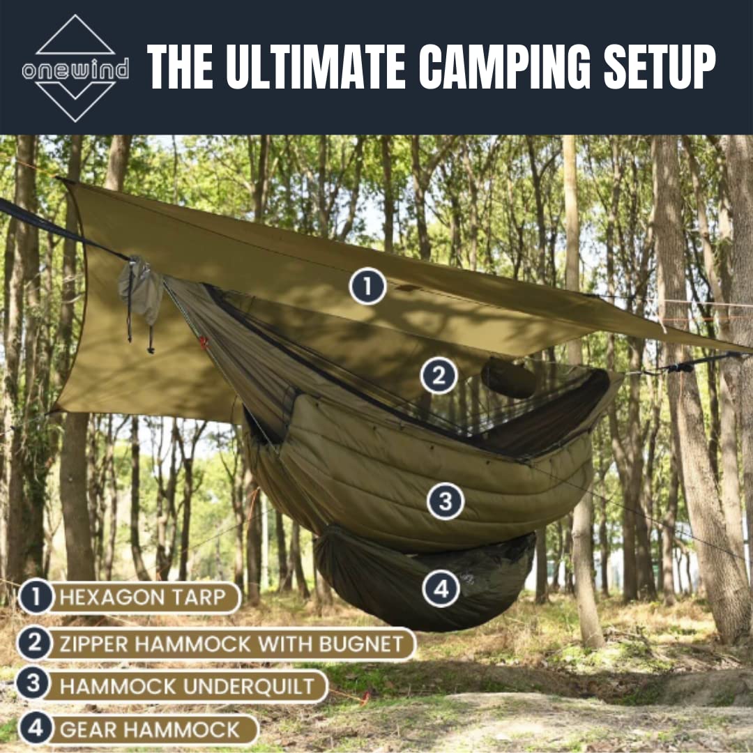 Onewind Camping Hammock Underquilt, Sorona Insulation Under Quilt, Lightweight Warm Hammock Quilts for Winter Camping, Hiking, Backpacking, OD Green