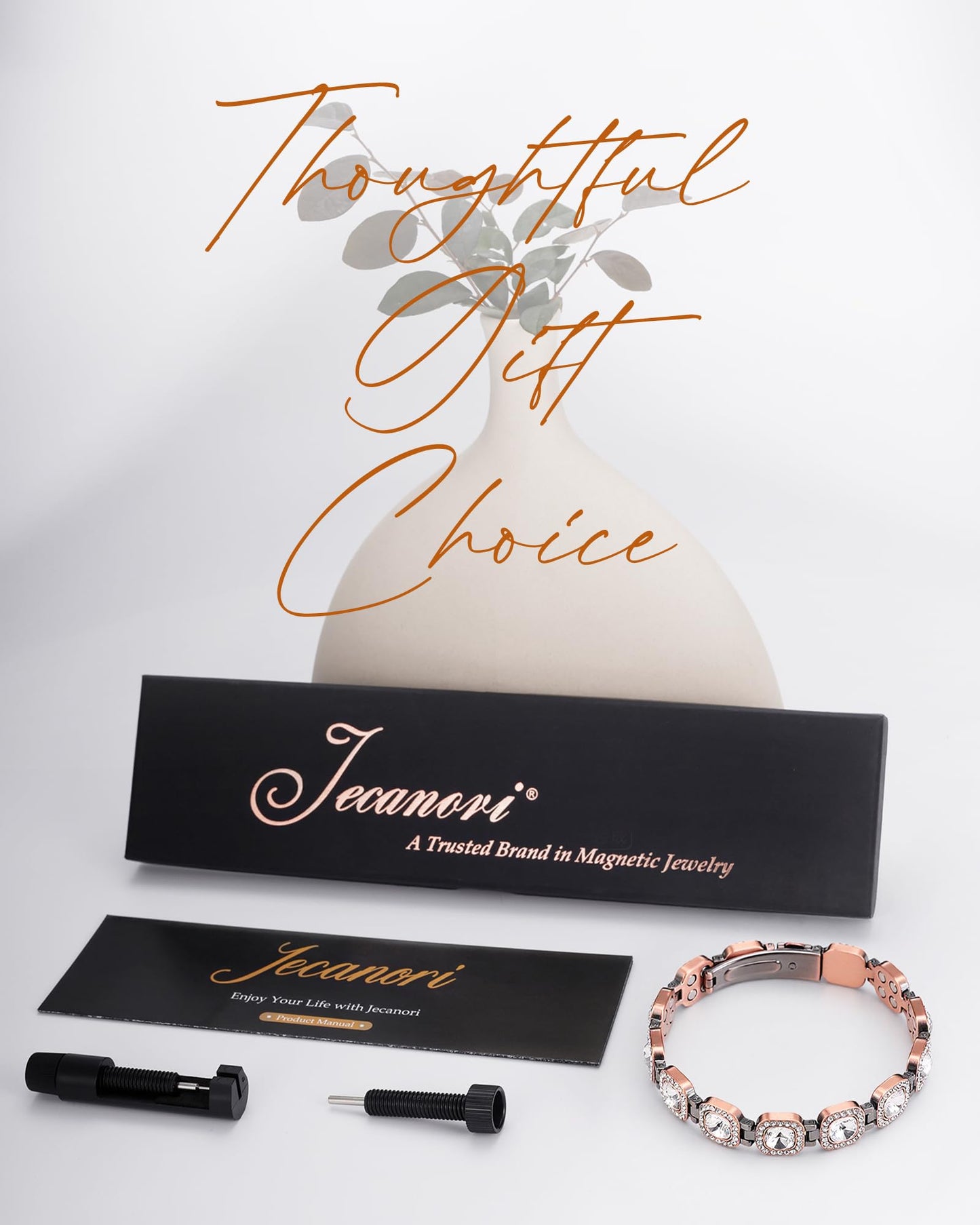 Jecanori Pure Copper Magnetic Bracelet for Women, 4X Strength Magnetic Therapy Bracelet with 3800 Gauss Neodymium Magnets, Adjustable Copper Jewelry Gift