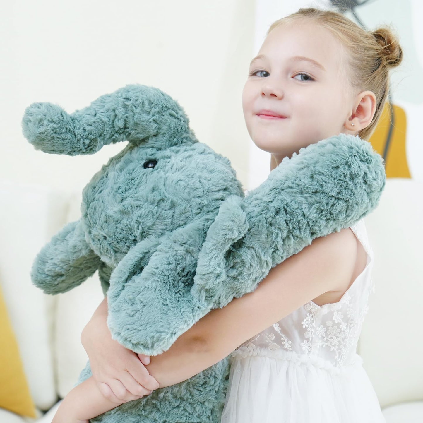 YGZE Weighted Stuffed Animals Elephant Plush Toy, 26 Inch, 4 Pounds, Soft and Huggable Weighted Plush Toy in Sage Green, Ideal Gift for Kids and Adults for Christmas, Birthday, Valentine’s Day