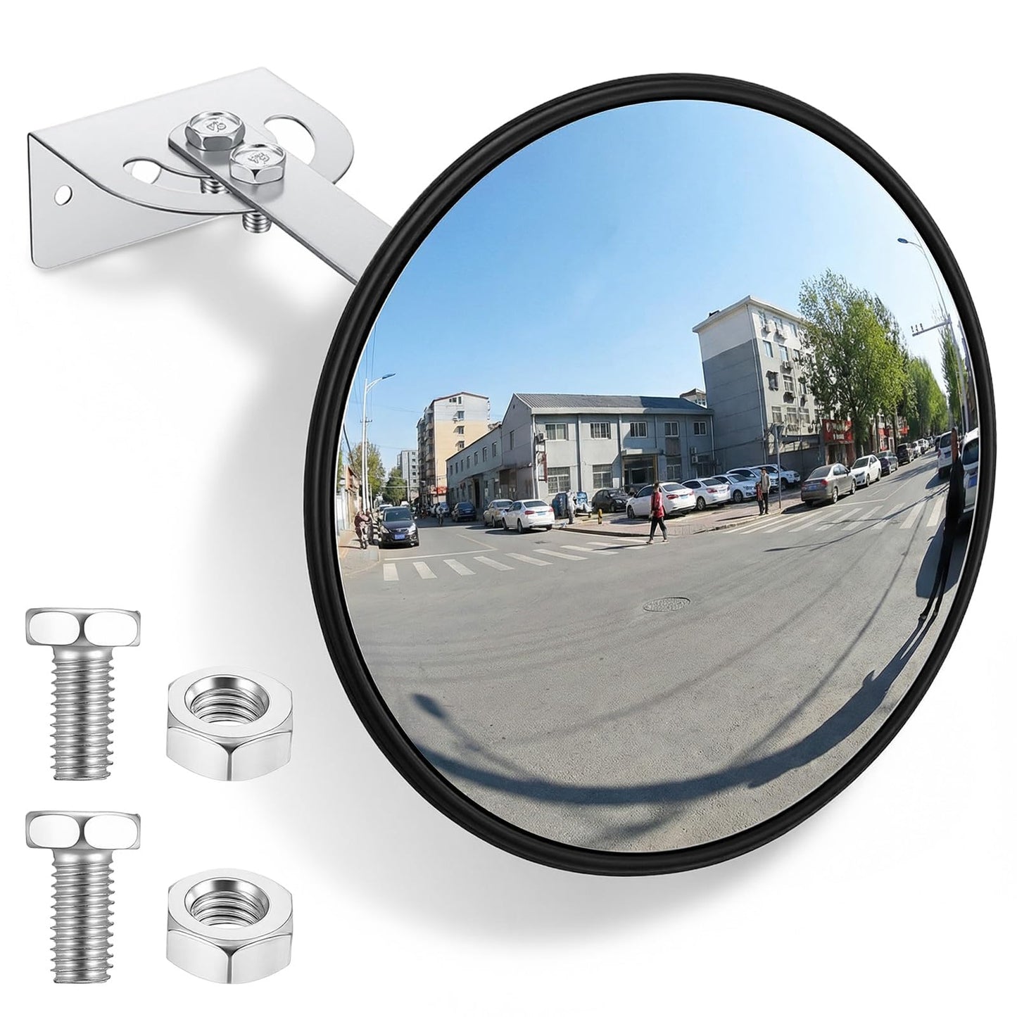 QFGasre 12 Inch Acrylic Convex Mirror, Adjustable Wide Angle Indoor Security Mirror Thick Acrylic Blind Spot Mirrors for Indoor and Outdoor Warehouse Offices