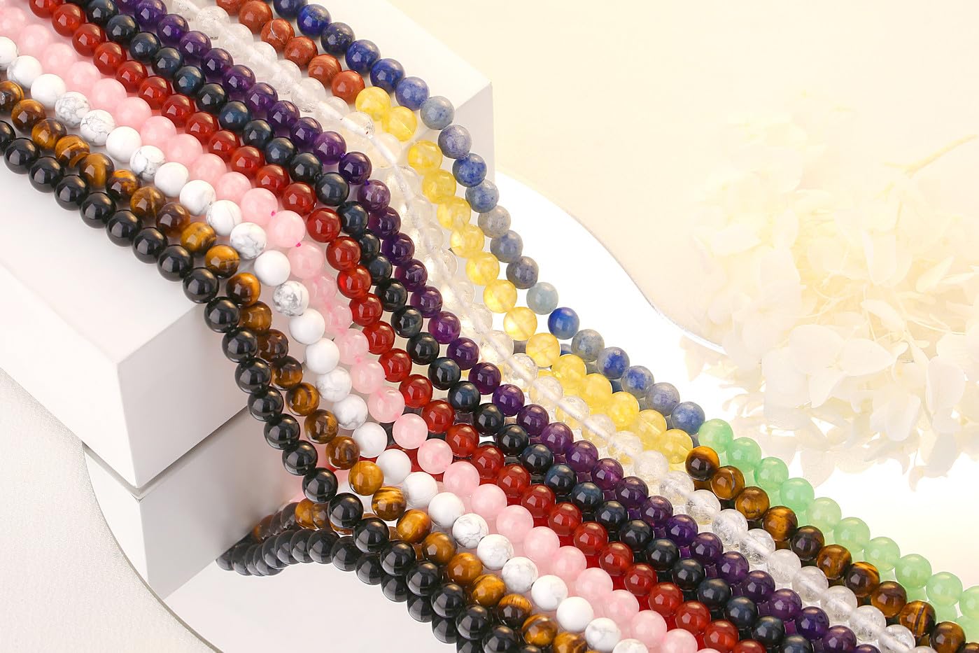 QINJIEJIE 100PCS Grey Labradorite Stone Beads 8mm Natural Beads Round Loose Gemstone Bead for Bracelet Beading Crystal Jewelry Making DIY Necklace Earrings 0.32"