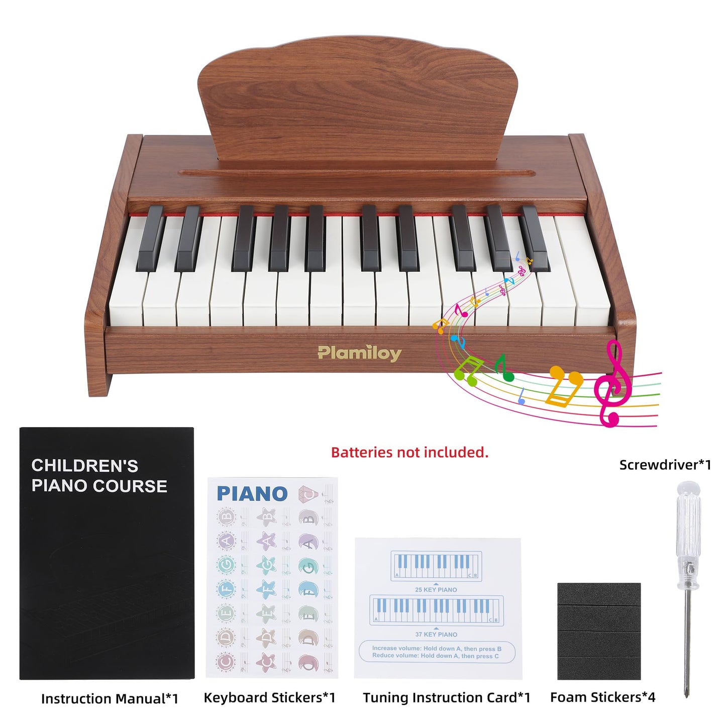 PLAMILOY Baby Piano, 25-Keys Piano for Toddlers, Mini Desktop Piano Keyboard Instrument Toy for Beginner 3 Ages+, Best Woodern Digital Piano Early Learning Birthday Gift for Boys Girls