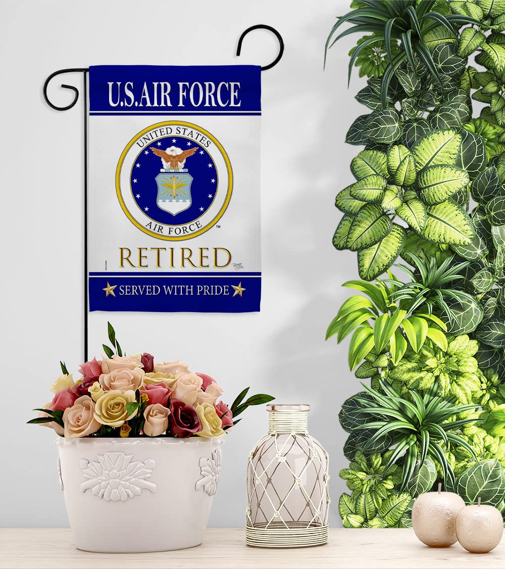 US Air Force Retired Garden Flag - Armed Forces USAF United State American Military Veteran Retire Official - House Decoration Banner Small Yard Gift Double-Sided Made in USA 13 X 18.5