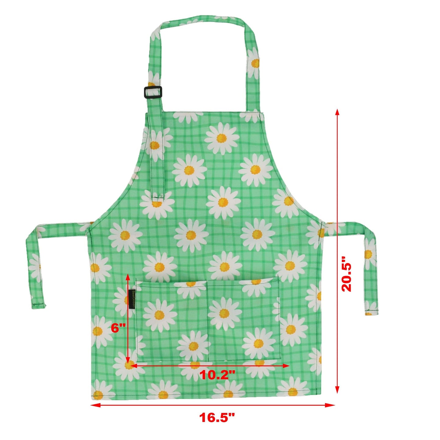 BeeGreen Kids Apron 2 Pack Cooking Aprons with Adjustable Strap Kids Kitchen Aprons with Front Pocket for Girls Toddler Painting Baking Artist Washable Lightweight (Green Daisy Flower+ Blue Flower)