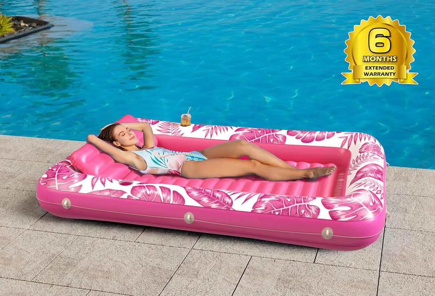 Inflatable Tanning Pool Lounger Float - Jasonwell 4 in 1 Sun Tan Tub Sunbathing Pool Lounge Raft Floatie Toys Water Filled Tanning Bed Mat Pad for Adult Blow Up Kiddie Pool Kids Ball Pit
