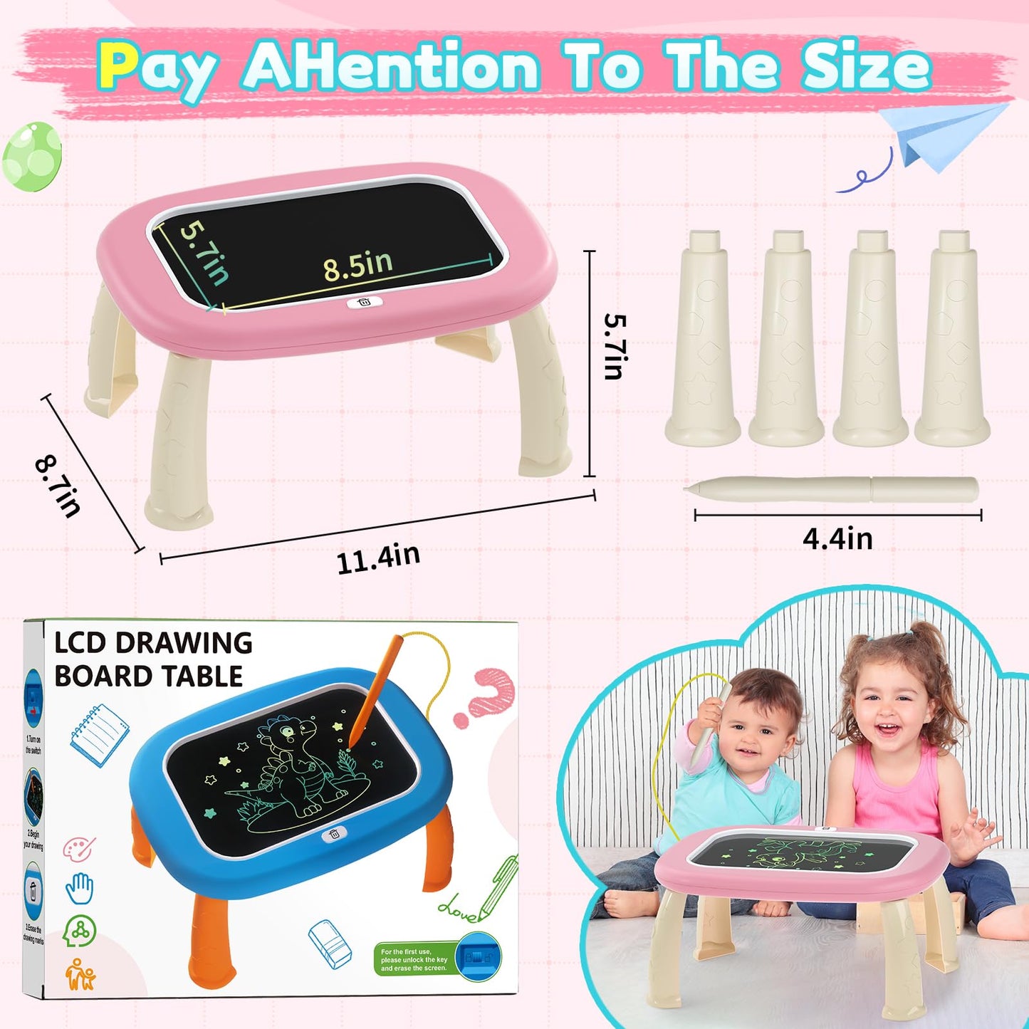 LCD Writing Tablet for Kids 1 2 3 4 5 Year Old - Toddler Drawing Tablet, Drawing Pad & Color Doodle Board Toy, Perfect Birthday & Christmas Gift Toy for 2-3 Year Old Boys and Girls (Pink)