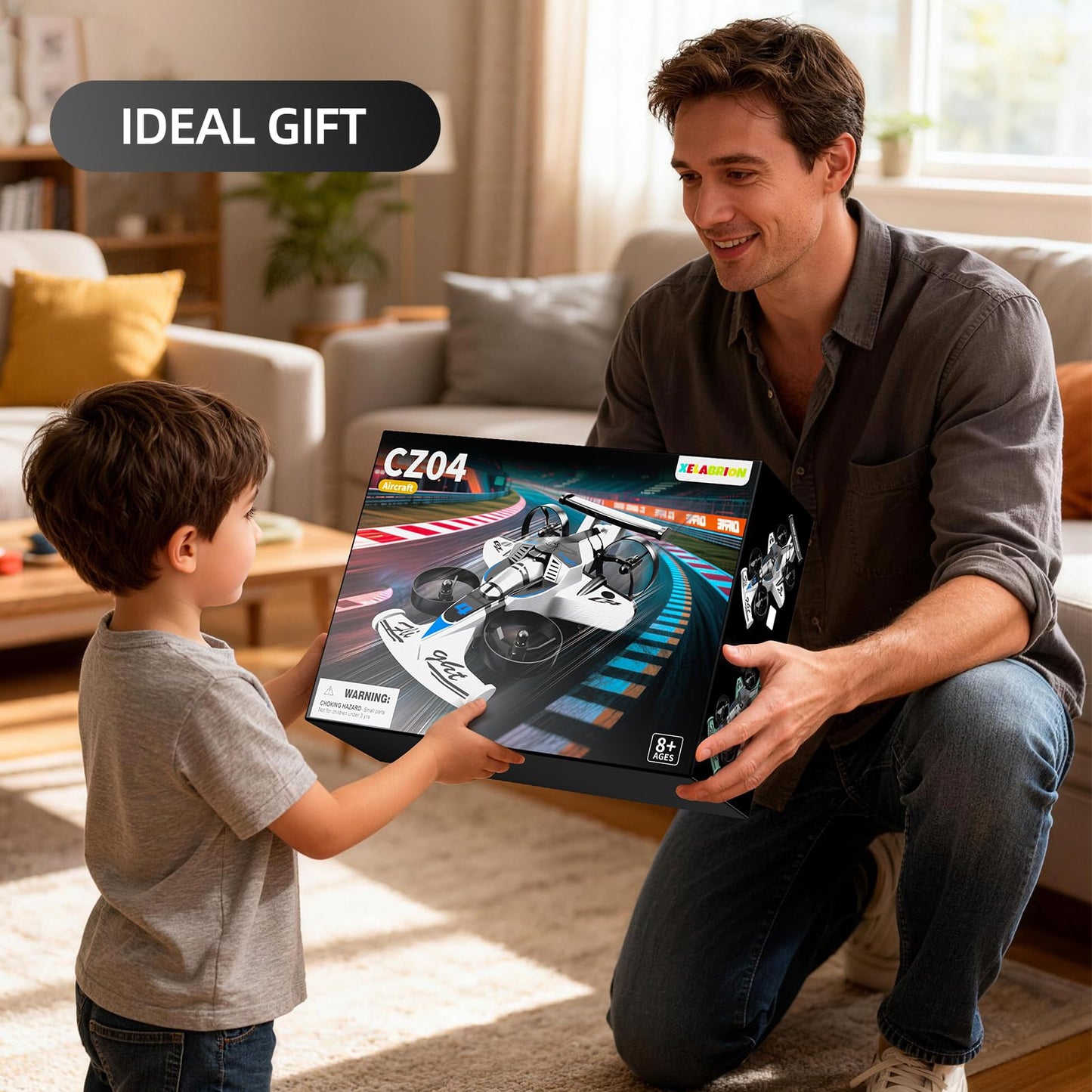 Xelabrion Remote Control Airplane Car Toys for Kids Ages 4-6-8-10-12, 2-In-1 Foam RC Plane Car Jet Mini Drone, Racing Car Stunt Plane Toys for Kids Boys 4 5 6 7 8 9 10 Year Olds Indoor Outdoor Playing