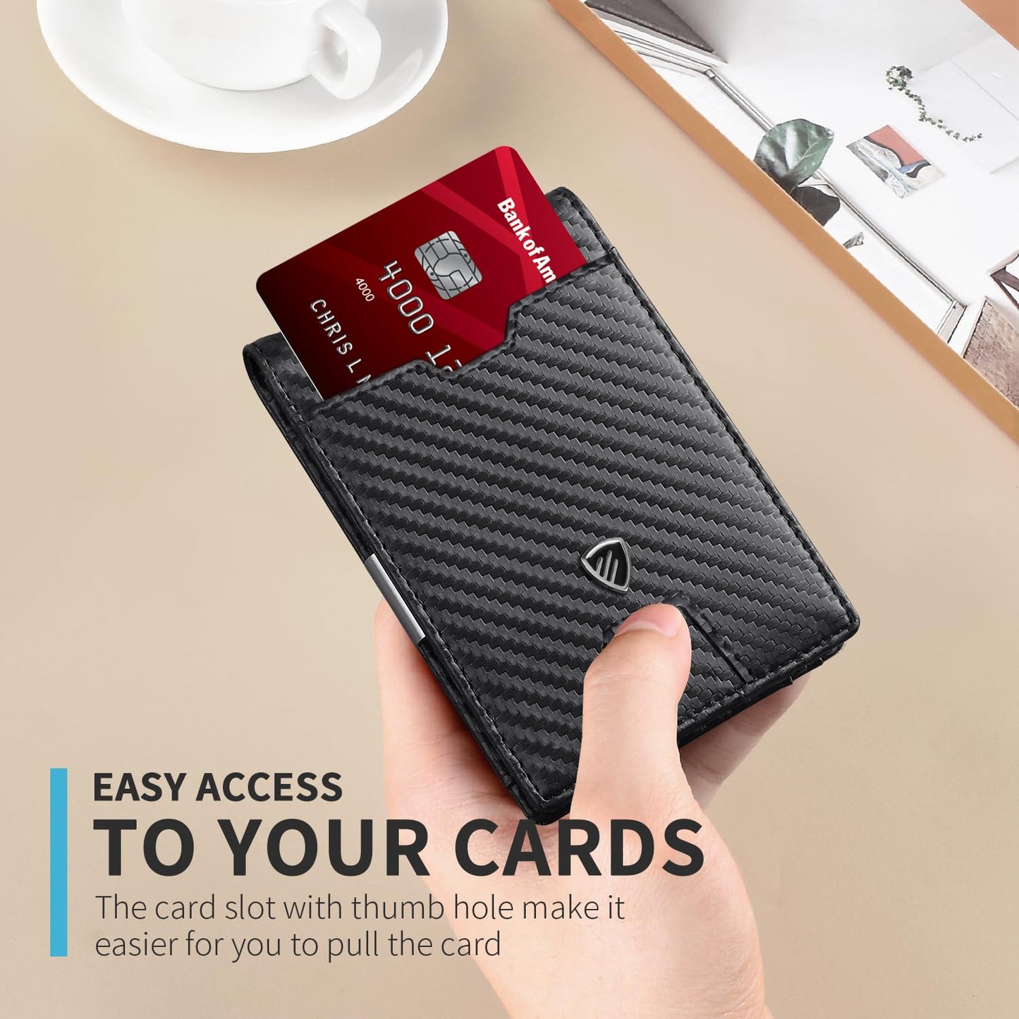 RUNBOX Mens Slim Wallet with Money Clip RFID Blocking Bifold Credit Card Holder for Men with Gift Box