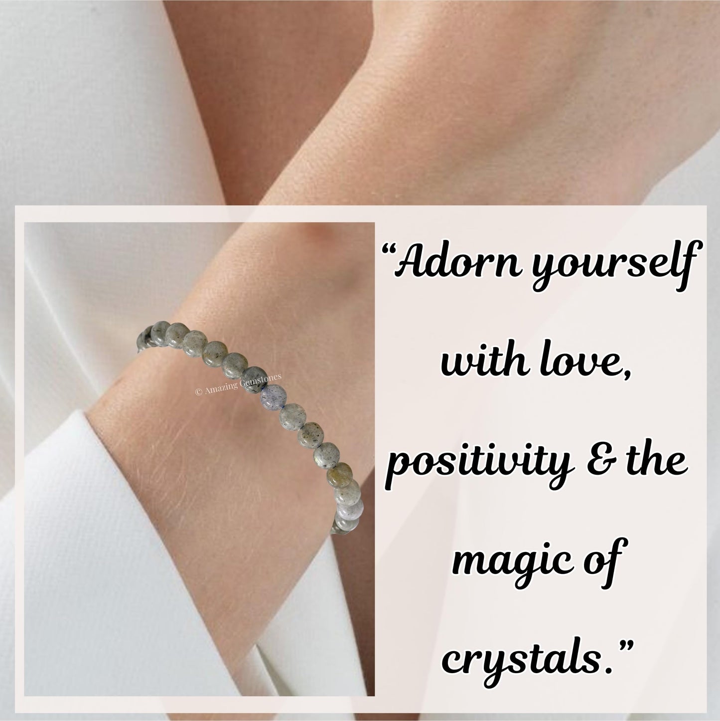 Amazing Gemstone Labradorite Bracelet, Gifts For Men & Women - Protection Healing Crystal Bracelet - 6mm Gemstone Beaded Adjustable Bracelet, Pulseras Para Hombres Mujer Stocking Stuffers