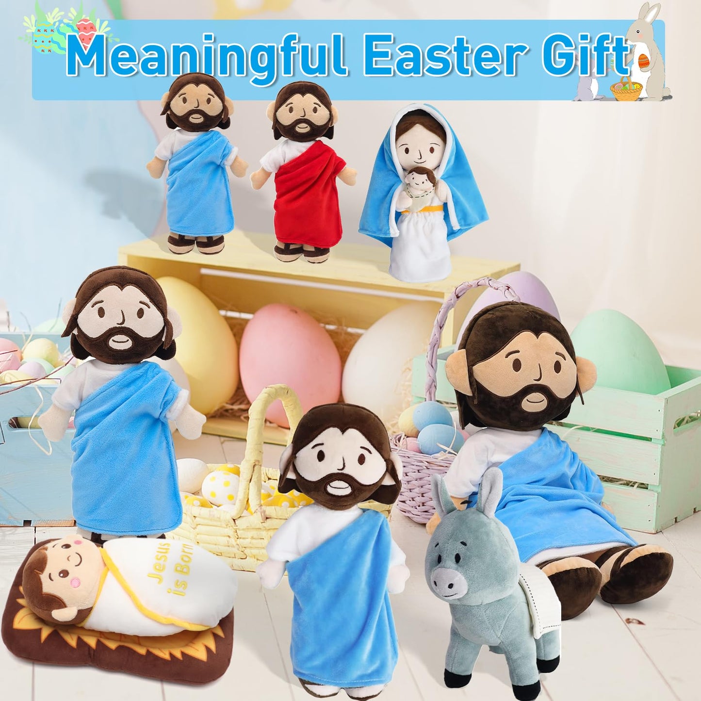 Yelakey Jesus Plush 12", Baby Jesus Plush Stuffed Doll for Nativity Manger Scene, Cute Plushie Gift Toys for Kids, Christian Stuff Religious Party Toys, Church Easter Christmas Baptisms Favors