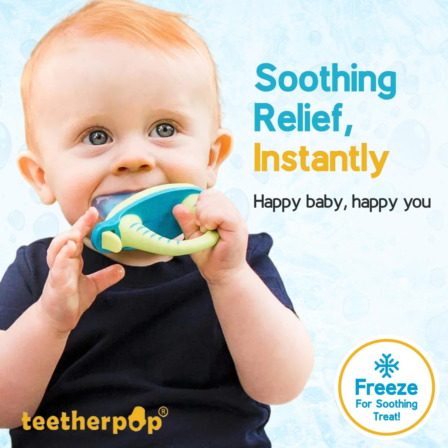 Teetherpop Fillable Freezable Teethers for Babies - Breastmilk Teether with Spill-Proof Sippy Slits – Teething Popsicle for Baby, Liquids & Purées, Cooling Teething Relief Feeder Pacifier - BlueLime