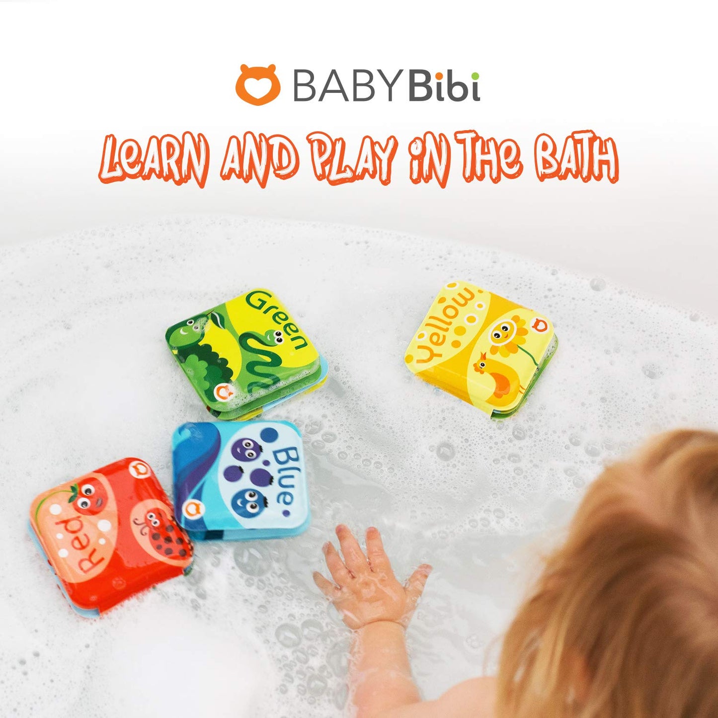 BabyBibi Floating Baby Bath Books for Baby. Kids Learning Bath Toys. Waterproof Bathtime Toys for Toddlers. Kids Educational Infant Bath Toys. (Set of 4: Color Recognition Bath Books)