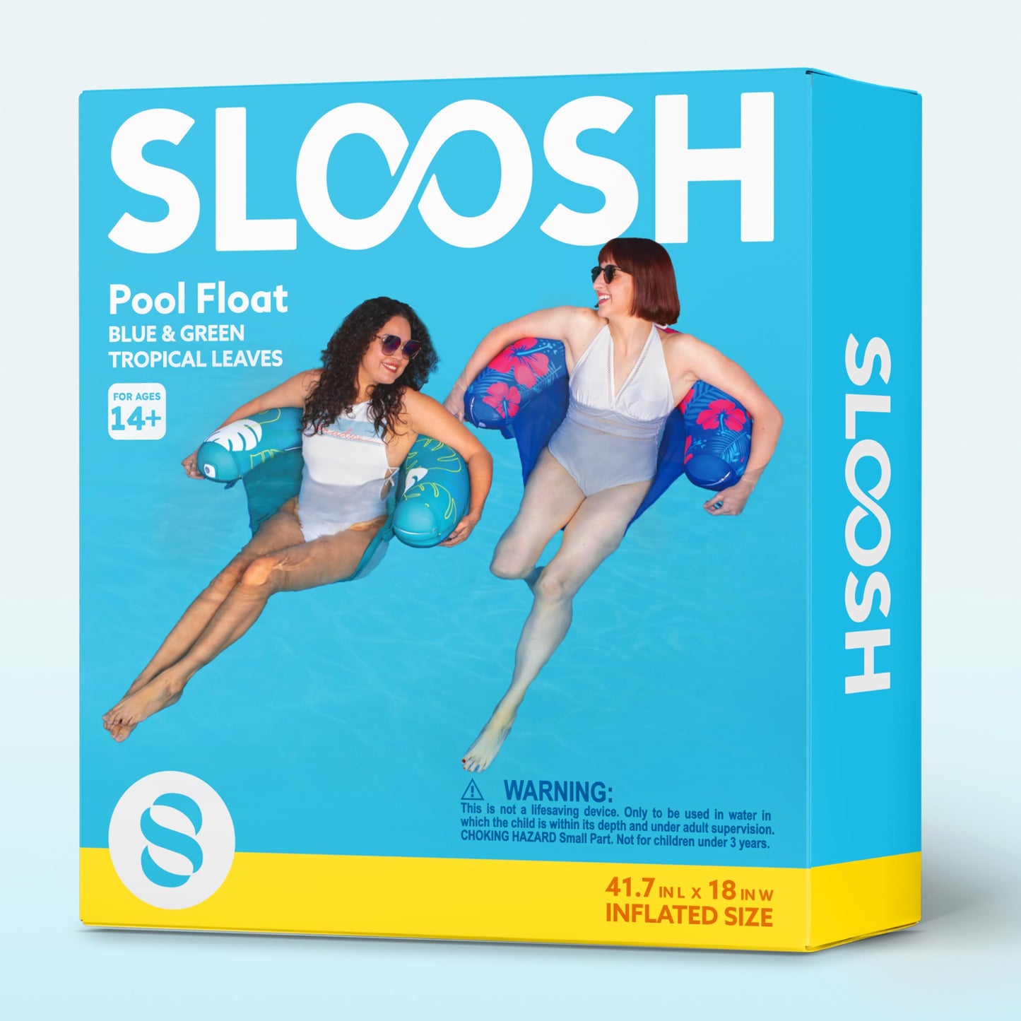 SLOOSH Pool Floats Chairs Adult,2 Packs Inflatable Noodle Chair with Sling Soft Fabric,Floating Pool Float Lounge Water Swimming Floaties for Party Summer Water Fun(Flower Leaves)