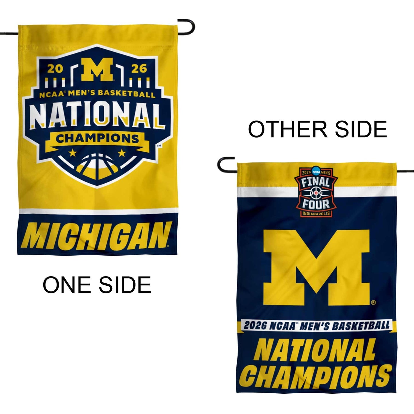 Michigan Team University Wolverines 2026 Basketball National Champions Double Sided Garden Flag