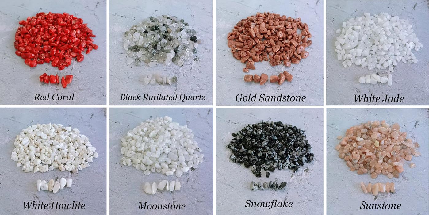 LAIDANLA Moonstone 400pcs Natural Chip Stone Beads 5-8mm Healing Crystal Irregular Gemstones Drilled DIY Loose Rocks Bead Crystal for Bracelet Earrings Necklace Jewelry Making Crafting