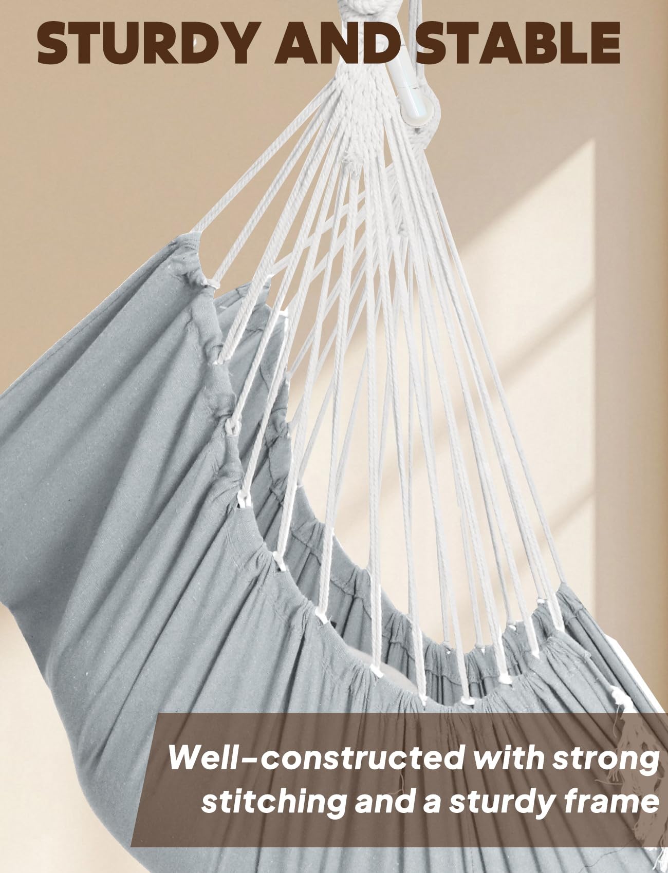 Chihee Hammock Chair Hanging Swing Max 500 Lbs 2 Cushions Included Metal Spreader Bar with Anti-Slip Grooves Portable Hanging Chair Side Pocket Large Macrame Bohemian Chair Indoor Outdoor