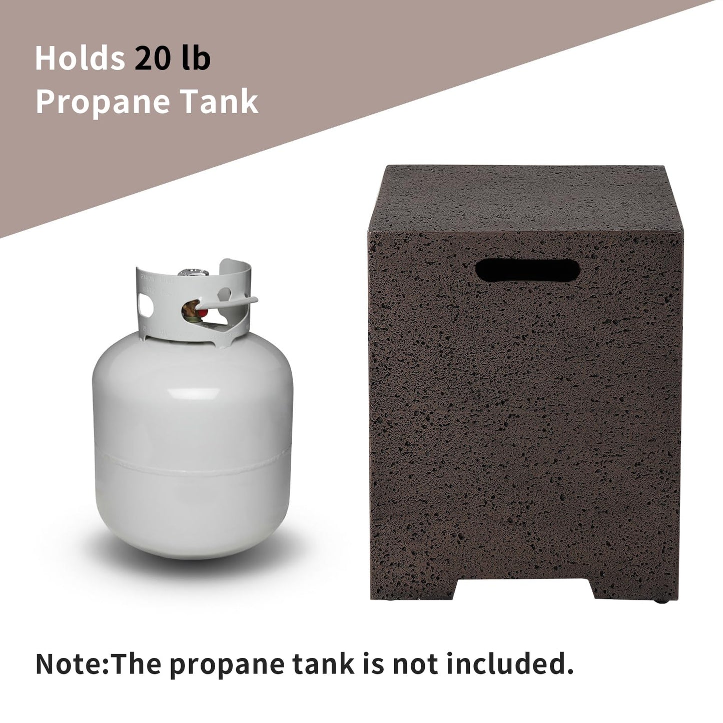 COSIEST Outdoor Hideaway Tank Table for Gas Fire Pits, Hides Standard 20lb 16-inch Propane Tank Cover w Side Handles (Rusty Red)