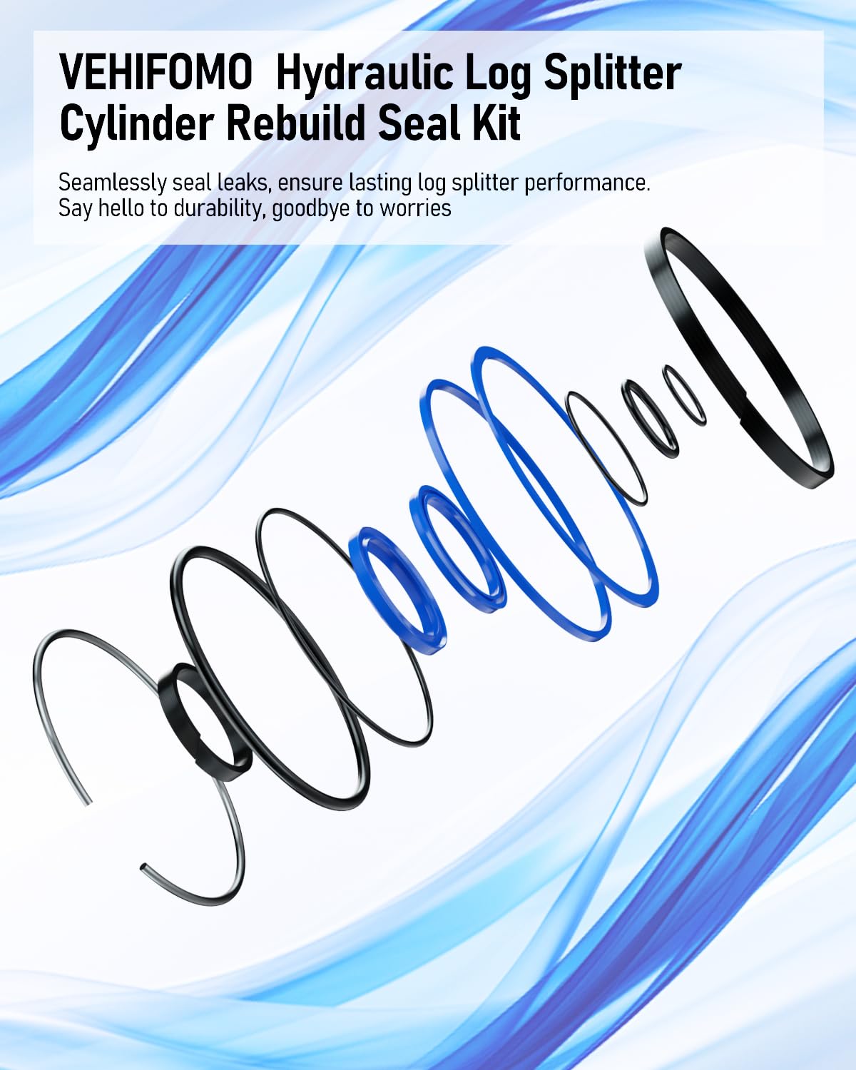 VEHIFOMO Hydraulic Log Splitter Cylinder Rebuild Seal Kit for 4.0"Bore x 1.75" Rod Cylinder, Dirty Hands Tools Huskee Log Splitter Parts Hydraulic Cylinder Rebuild Kit (Pack of 11)