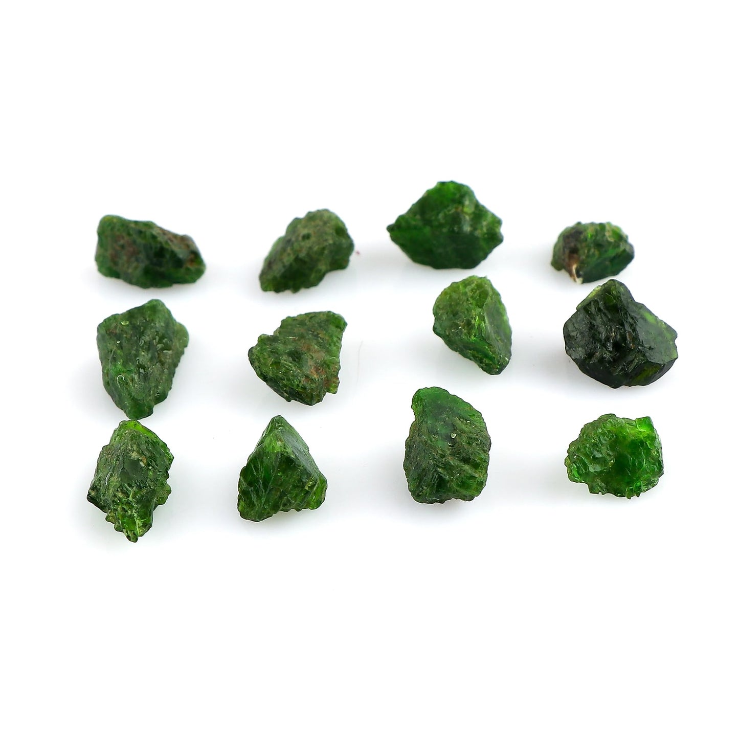 CRYSTALINES (50cts (14-16pcs) Natural Raw Green Chrome Diopside Gemstone, AAA Grade Wholesale Rough Stones, Chakra Reiki Healing Crystals, DIY Craft Supplies, Jewelry Making, Gem Collection