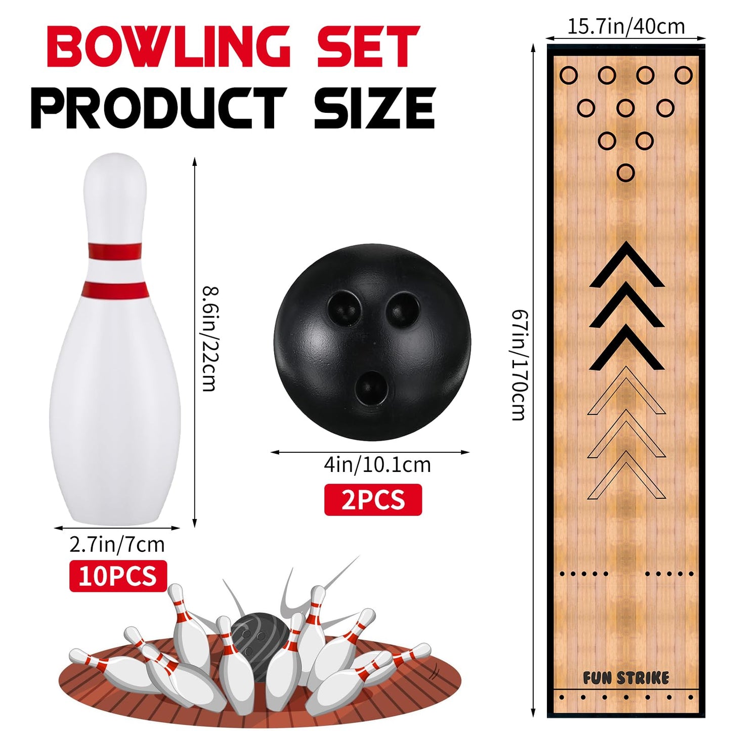 Mini Bowling Set, Bowling Alley Games Toys,Indoor & Outdoor Home Bowling Set,Bowling Pins & Ball Set ,10 pins, 2 Balls for Kid Age 3+ & Adult – Fun outdoor bowling for Backyard, Lawn, Party Games