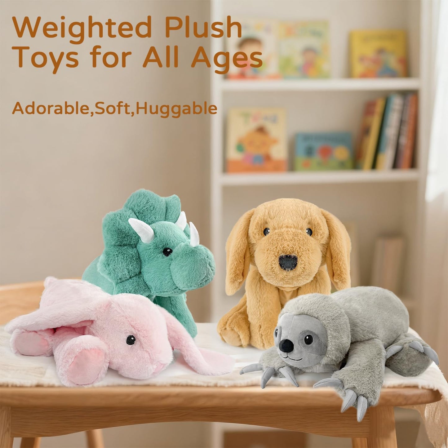 4.5 Lbs Cute Bunny Weighted Plush Stuffed Animal 22" Soft Pink Weighted Rabbit Plush Toys for Kids and Adults Huggable Doll for Boys Girls Gifts for Birthday Easter Christmas Mother's Day (Bunny)