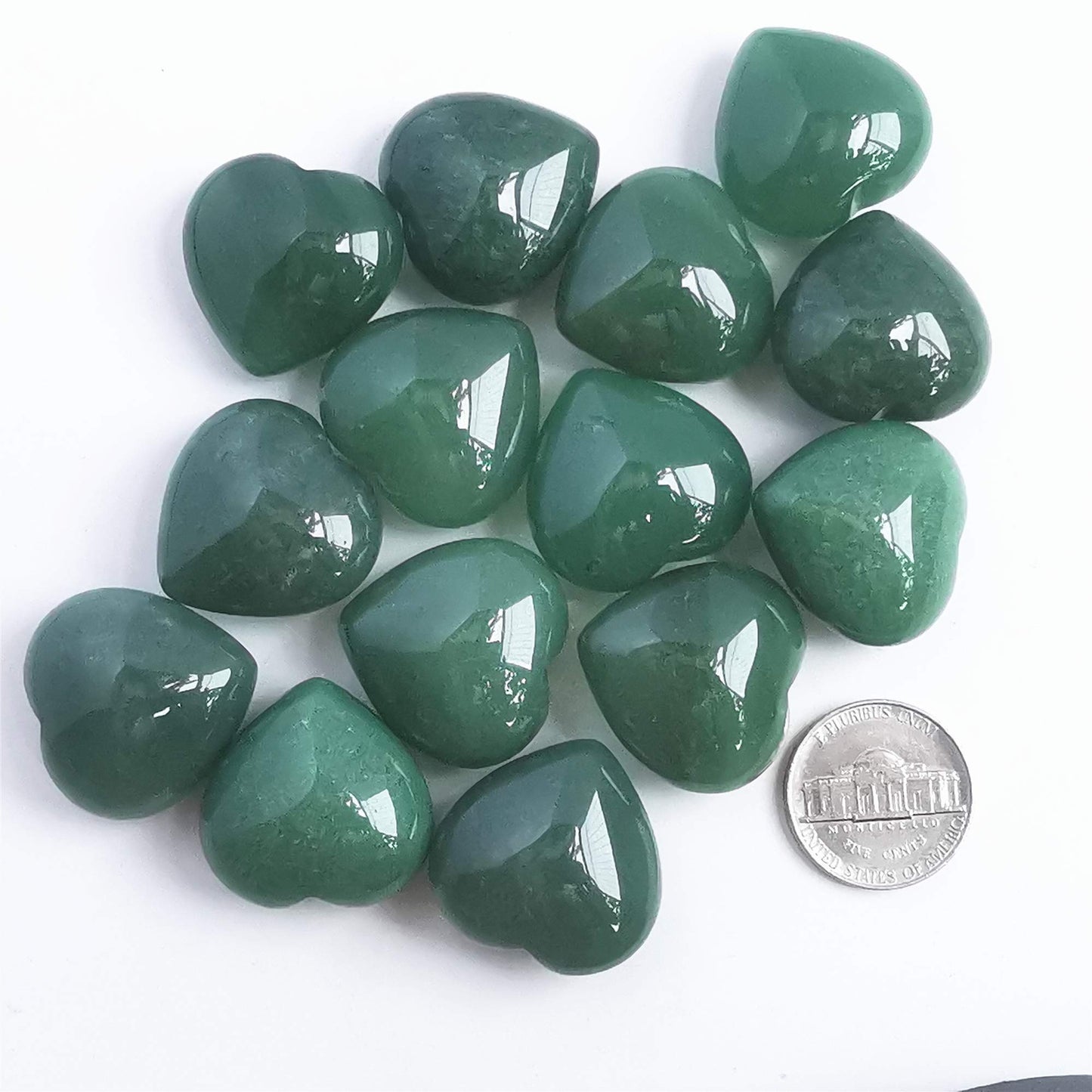 Bacatgem 3 Pcs Natural Green Aventurine Pocket Palm Thumb Healing Crystal Heart Love Worry Stones,1 inches Reiki Balancing Crystal and Healing Stones