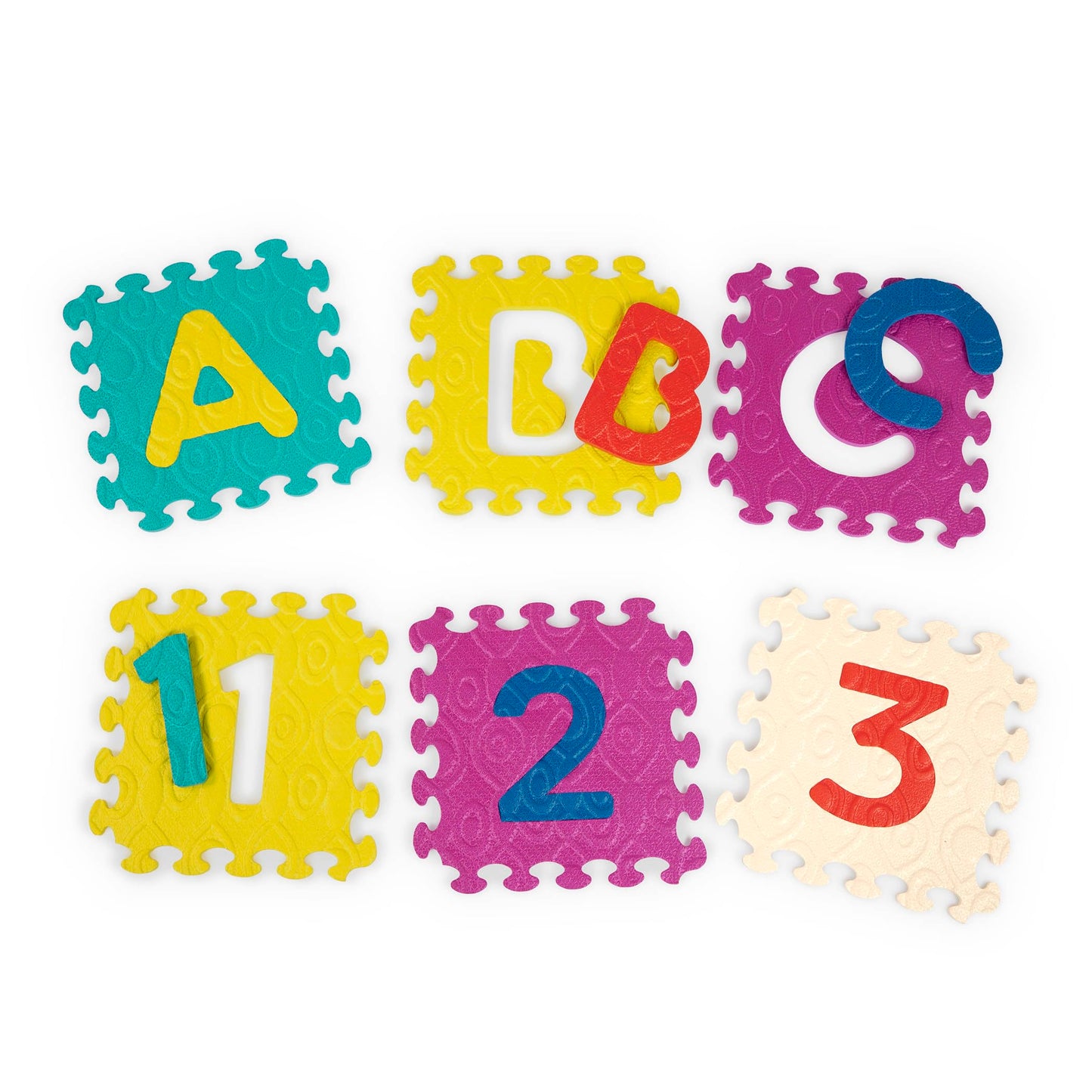 B. toys – Alphabet & Numbers Floor Mat – 35 Interlocking Foam Tiles – Thick ABC Tiles for Newborns, Toddlers, Kids – Pop – Out Letters + Numbers – 0+ Months – Beautifloor